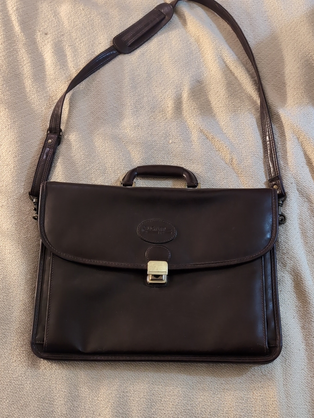 Vintage Bugatti Men's Brown Leather Briefcase Messenger Bag